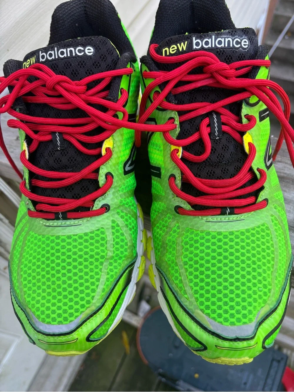 New Balance Neon Green Sneakers with Red Laces